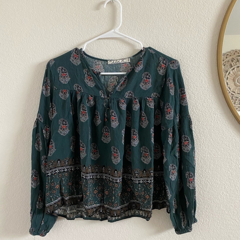 Green patterned shirt